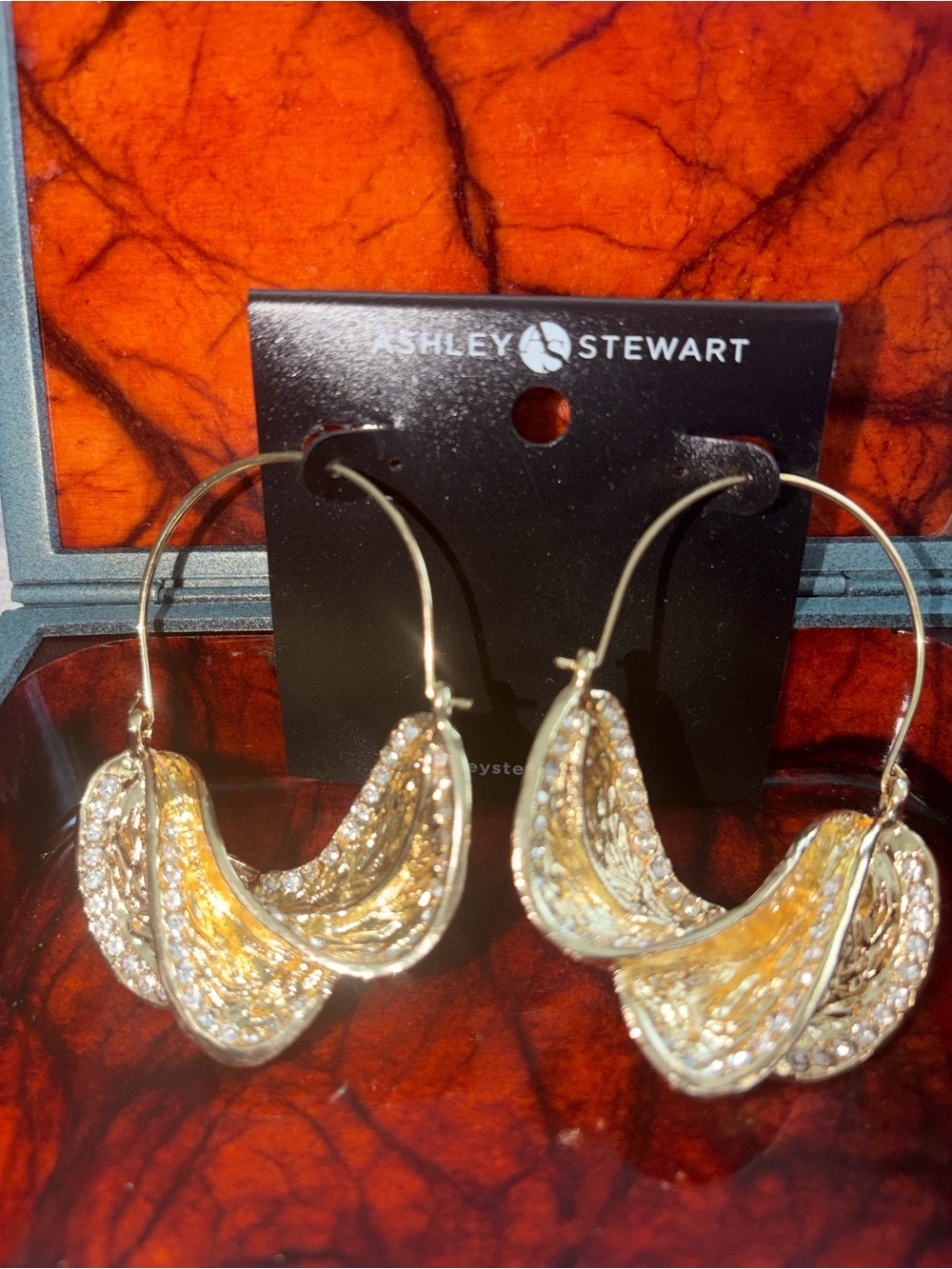 Shimmering Twisted Gold-Tone Layered Petal-Like Shaped Earrings